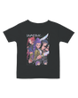Infant wearing the KPop Demon Hunters tee layered over a onesie

