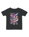Infant wearing the KPop Demon Hunters tee layered over a onesie

