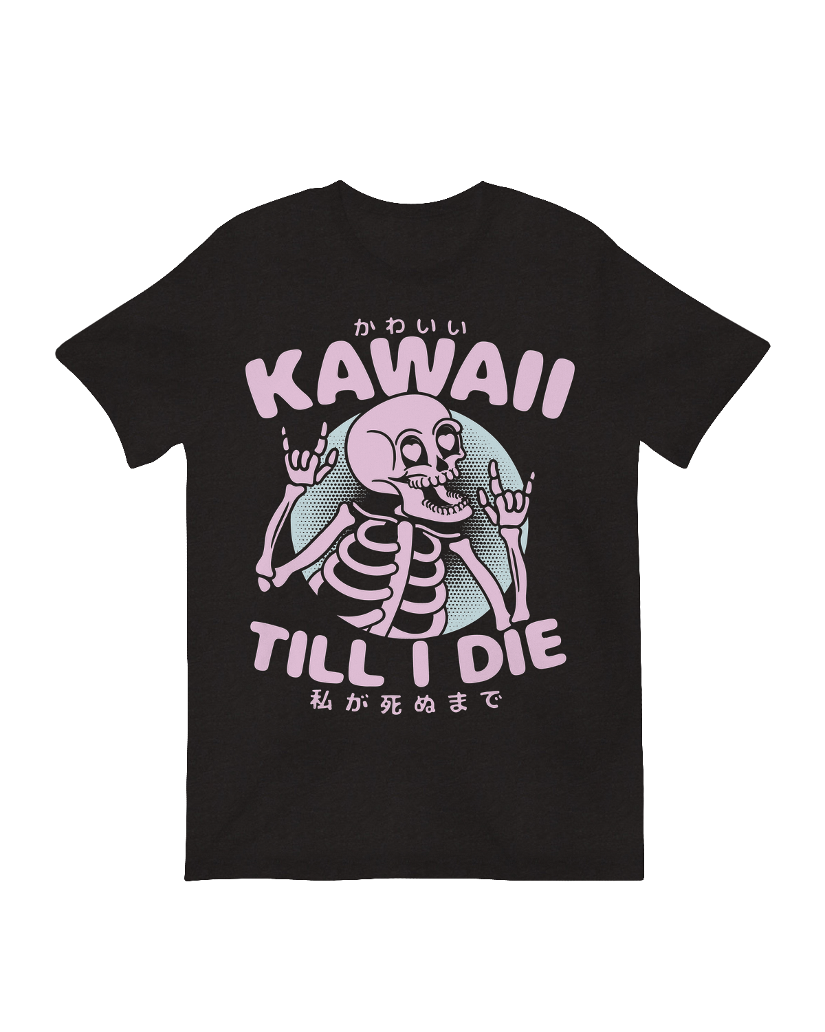 Kawaii Till I Die Skeleton cute horror art print

