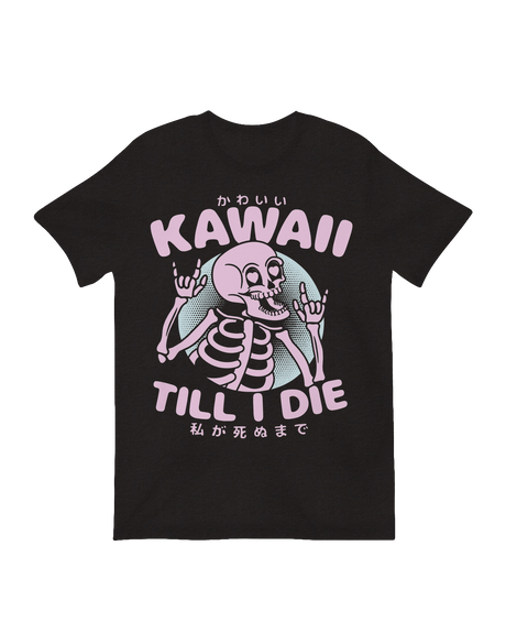 Kawaii Till I Die Skeleton cute horror art print

