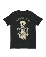 Living The Dream Skeleton Cat humorous art print

