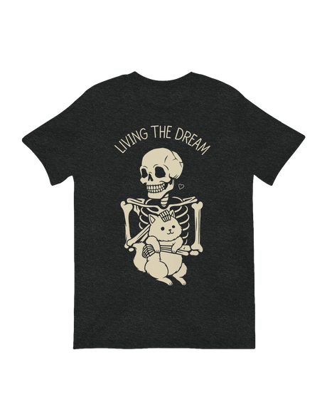 Living The Dream Skeleton Cat humorous art print

