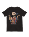 Reading skeleton with bookshelves decor

