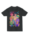 Sequential images showing the color-changing effect on the KPop Demon Hunters tee

