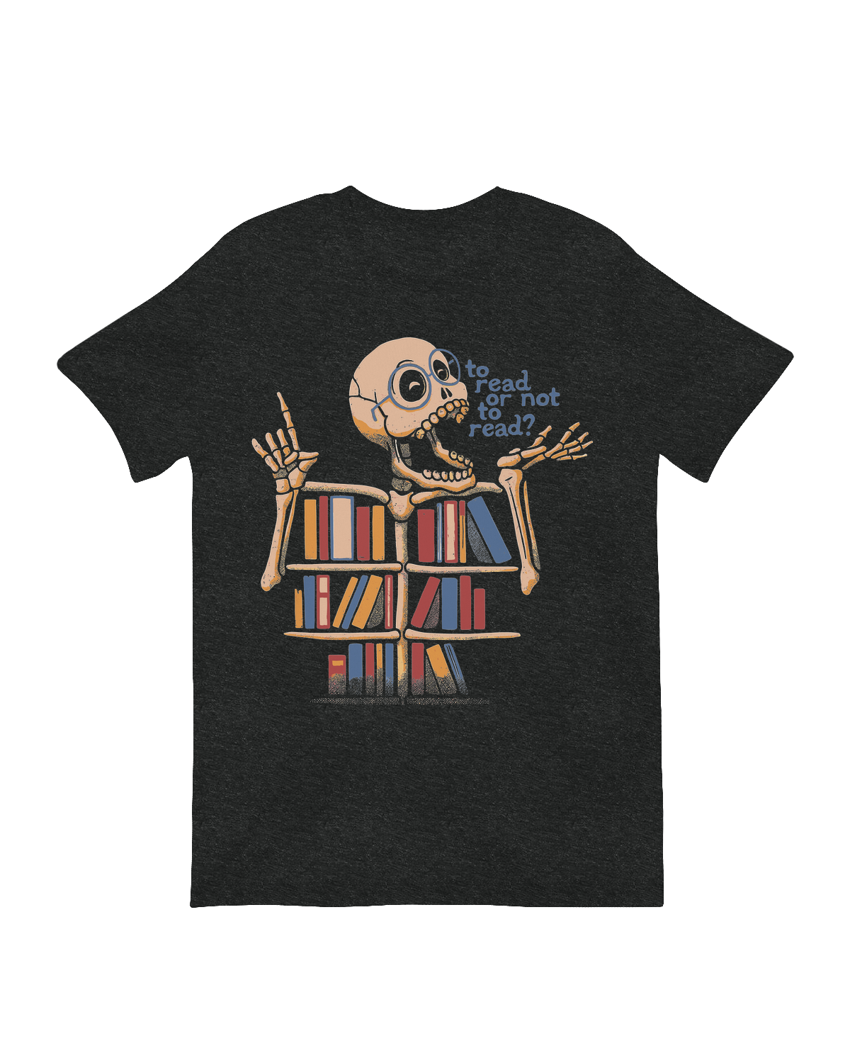 Skeleton book lover library art print

