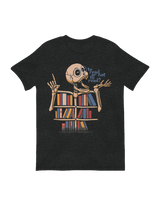 Skeleton book lover library art print

