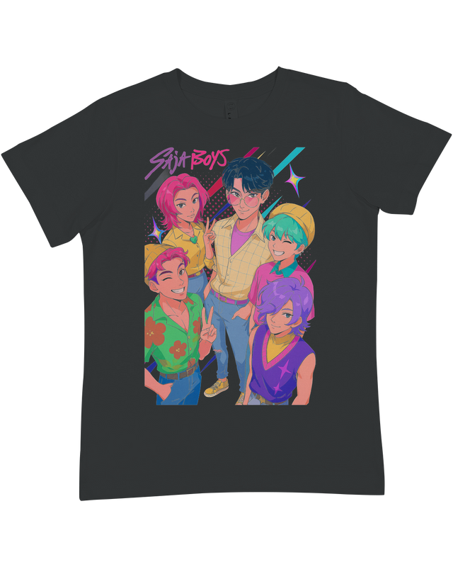 Teen using smartphone to activate augmented reality feature on the KPop Demon Hunters tee

