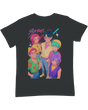 Teen using smartphone to activate augmented reality feature on the KPop Demon Hunters tee

