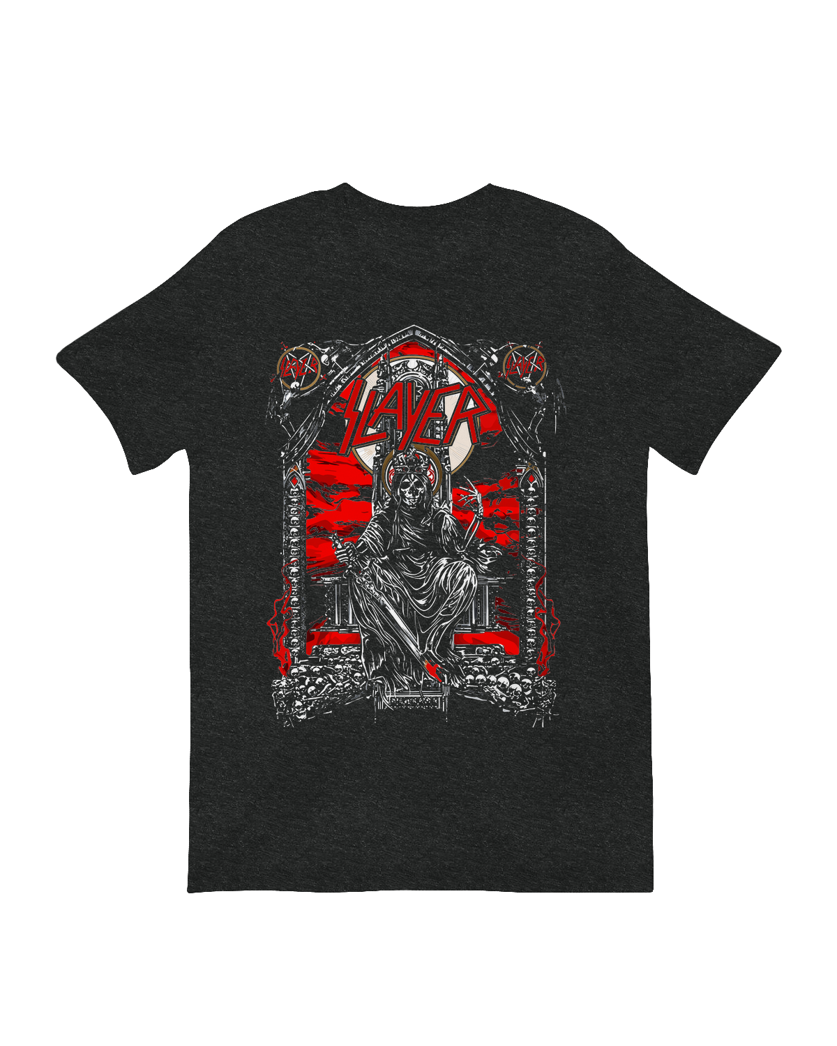 Thrash metal band merchandise bone throne decor