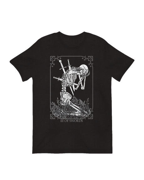 Three Of Swords Skeleton heartbreak tarot art print