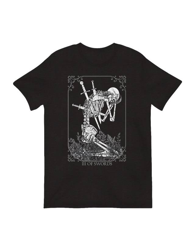 Three Of Swords Skeleton heartbreak tarot art print
