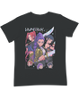 Young person wearing the true-to-size KPop Demon Hunters crewneck tee

