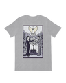 "Black Addams Family tribute t-shirt with subtle gothic lettering, styled for Wednesday Addams fans and vintage horror enthusiasts"