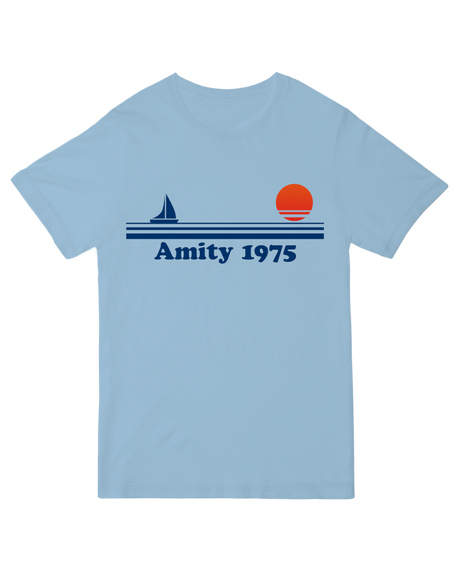 "Amity 1975 Jaws Nerd T-Shirt - Vintage 1975 Shark Horror Movie Fan Apparel"