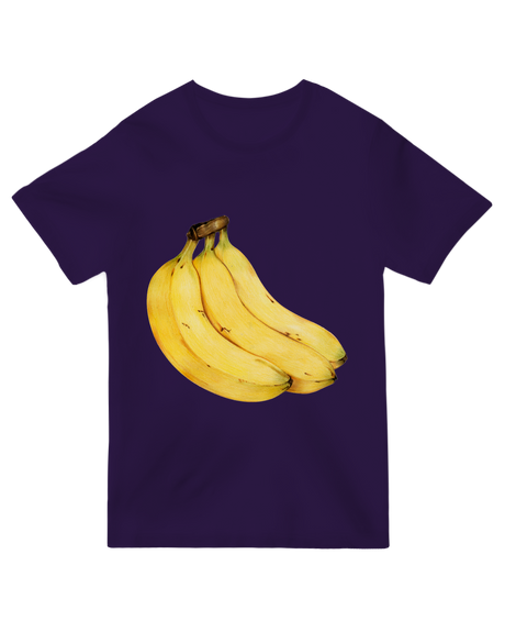 Yellow bananas print t-shirt on [color] cotton - fun fruit graphic tee for adults