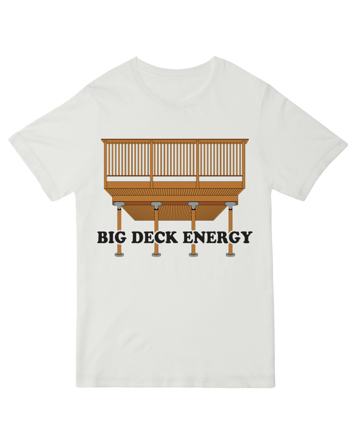 "Navy blue ‘Big Deck Energy’ humorous t-shirt for card players and patio lounging"