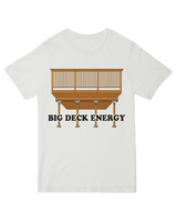 "Navy blue ‘Big Deck Energy’ humorous t-shirt for card players and patio lounging"