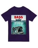 "Royal blue bass fishing t-shirt with ‘Bigger Bass Boat’ angler humor design"