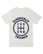 "Vintage-style 'Classically Trained' graphic t-shirt with distressed text on soft premium cotton"