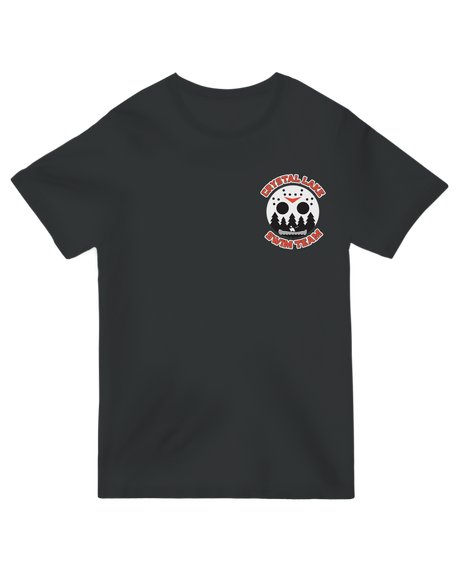 "Vintage Crystal Lake Swim Team horror t-shirt for slasher movie fans"