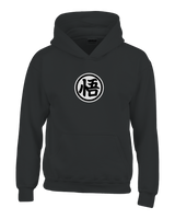 "Black DBZ-inspired heavy blend hoodie for kids with anime graphic - cozy pullover for boys and girls"