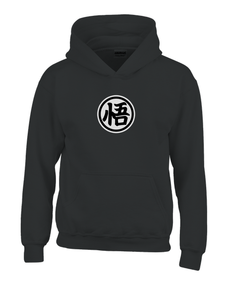 "Black DBZ-inspired heavy blend hoodie for kids with anime graphic - cozy pullover for boys and girls"