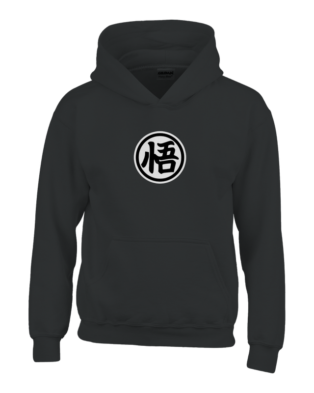 "Black DBZ-inspired heavy blend hoodie for kids with anime graphic - cozy pullover for boys and girls"