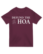 "Black 'Defund the HOA' protest t-shirt for homeowners and neighborhood activists"