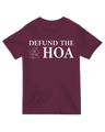"Black 'Defund the HOA' protest t-shirt for homeowners and neighborhood activists"