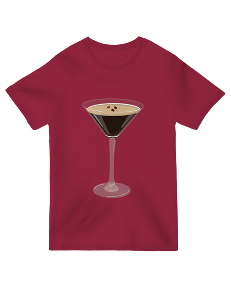 "Funny 'Espresso Martini' cocktail t-shirt in [color], coffee bar humor unisex graphic tee"