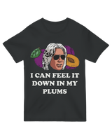 "Cream vintage ‘Feel It In My Plums’ comedy t-shirt for TV meme fans"