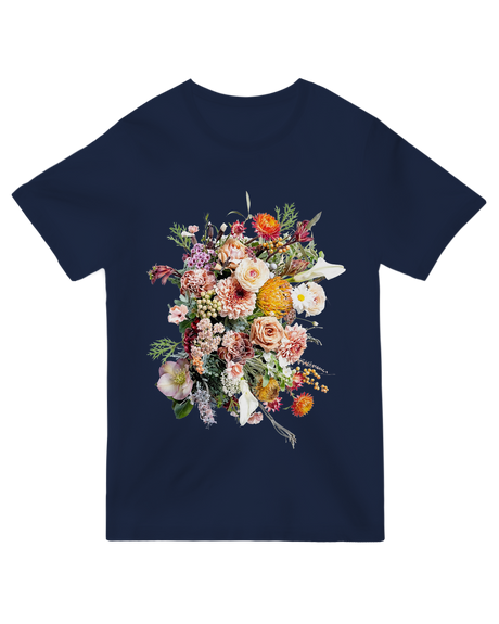 "Vibrant 'Flower Bunch' botanical t-shirt in [color], floral bouquet graphic tee for nature lovers"