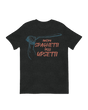 "Funny ‘More Spaghetti Less Upsettie’ printed t-shirt for pasta lovers and meme fans"

