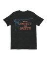 "Funny ‘More Spaghetti Less Upsettie’ printed t-shirt for pasta lovers and meme fans"

