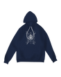 "Black Grim Reaper hoodie with skeletal figure holding glowing D20 dice, styled with a DM screen for dark tabletop RPG aesthetic"