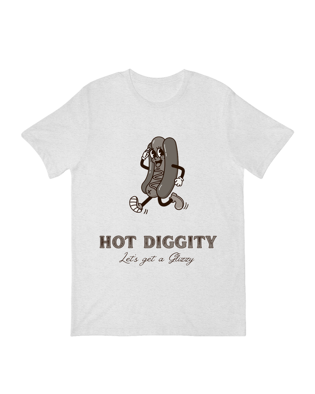 "Hot Diggity Let’s Get Glizzy meme shirt - Funny viral apparel for hot dog lovers and internet humor fans"