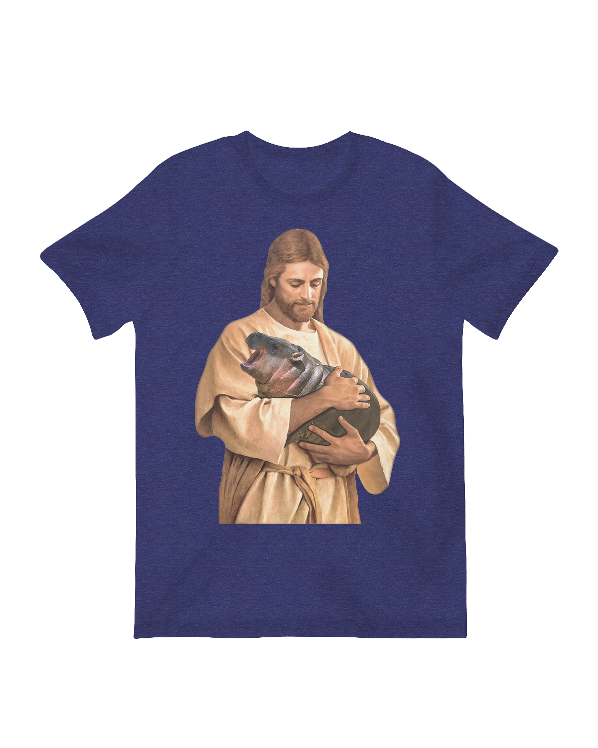 "Playful 'Jesus Holding [Item]' graphic tee – modern biblical humor on soft cotton shirt"