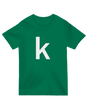 "Minimalist 'k' letter graphic t-shirt – bold typography on oversized cotton tee for simple style"