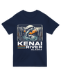 "Gray Kenai River Alaska salmon fishing t-shirt with scenic design - perfect for anglers and travelers"