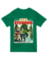"Navy blue ‘Let’s Go Fishing’ t-shirt for anglers and outdoor enthusiasts"