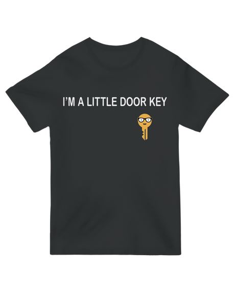 "Whimsical 'I'm A Little Door Key' t-shirt with vintage key illustration, Alice in Wonderland inspired bookish apparel"