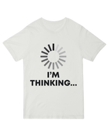 "Black 'I'm Thinking (Loading...)' nerdy t-shirt with tech humor text - cotton tee for programmers and introverts"