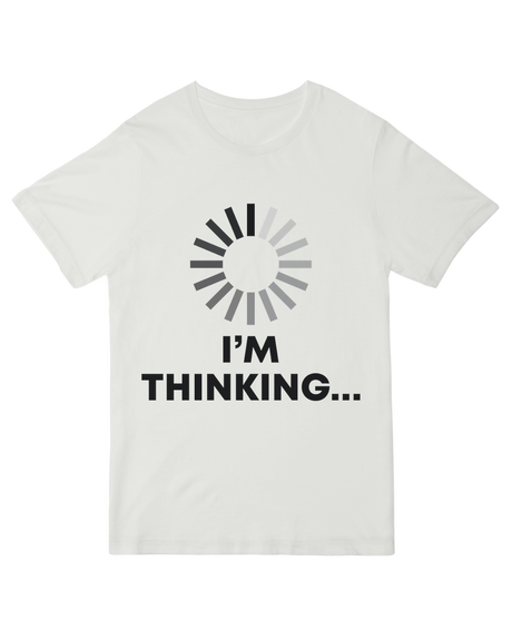 "Black 'I'm Thinking (Loading...)' nerdy t-shirt with tech humor text - cotton tee for programmers and introverts"
