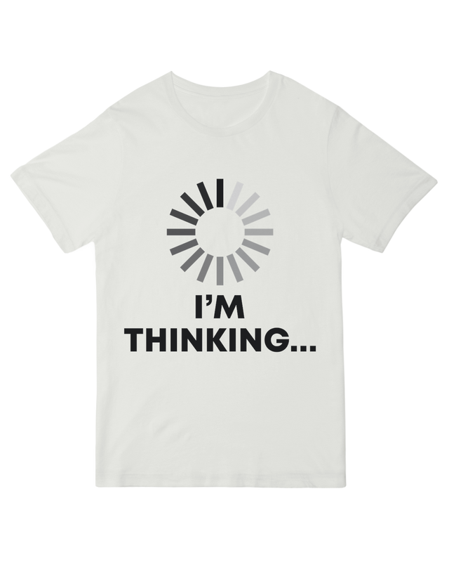 "Black 'I'm Thinking (Loading...)' nerdy t-shirt with tech humor text - cotton tee for programmers and introverts"