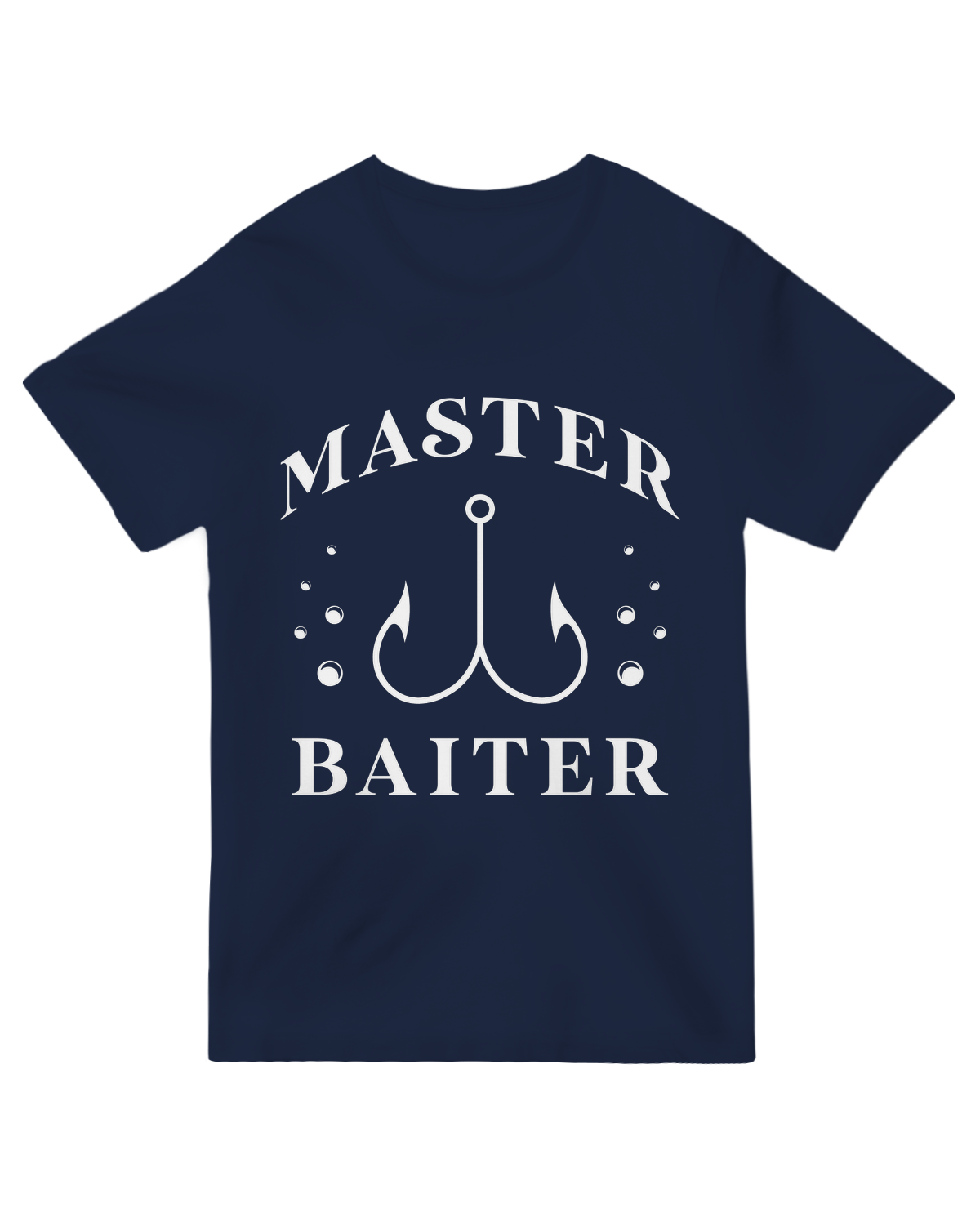 "Green ‘Master Baiter Fishing’ humorous t-shirt for anglers - fishing pun design"

