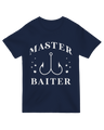"Green ‘Master Baiter Fishing’ humorous t-shirt for anglers - fishing pun design"

