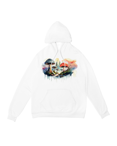 "Cozy Mushroom Hoodie with Whimsical Fungi Design – Cottagecore Fashion Essential"
"Detail of Embroidered Mushrooms on Eco-Friendly Hoodie"
"Model Wearing Mushroom Sweatshirt in Forest Setting"
