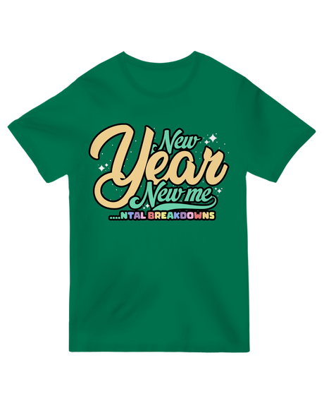 Alt Text: "New Year New Me 2025 inspirational t-shirt in [color], soft cotton unisex tee for fresh starts"