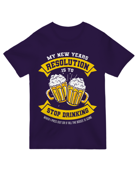 Alt Text: "New Years Resolution 2025 t-shirt - white cotton tee with inspirational text for goal-setting"