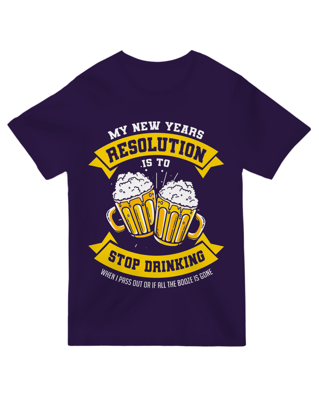Alt Text: "New Years Resolution 2025 t-shirt - white cotton tee with inspirational text for goal-setting"